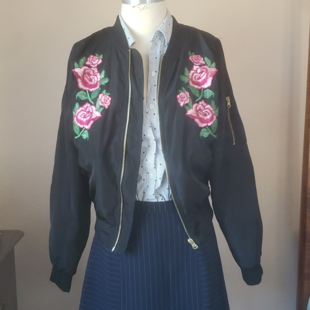 Love tree embroidered bomber